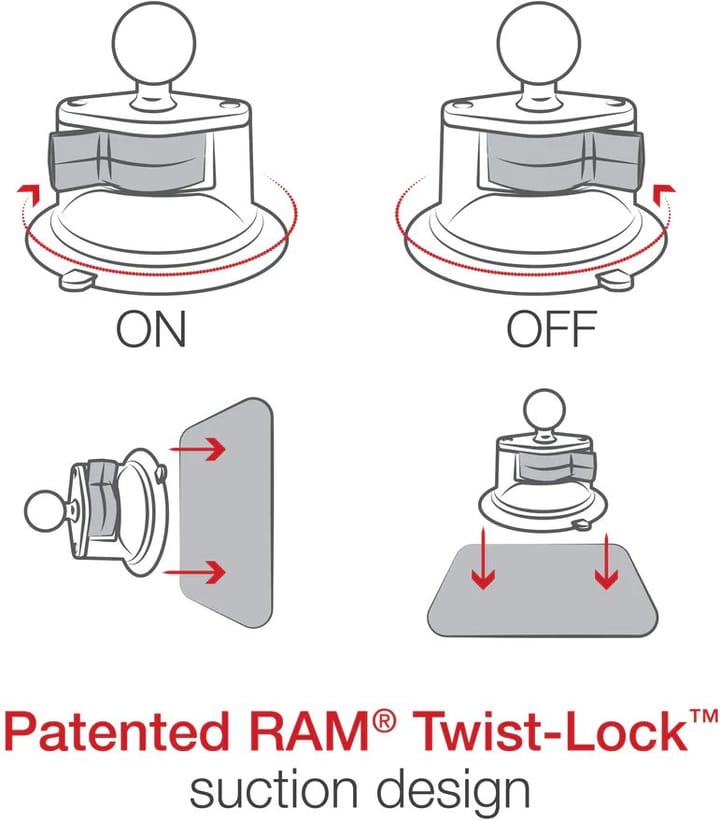 RAM Mounts Ram Twist-Lock Suction Cup Base W/Ball Sugekoppfeste Med B-Kule RAM Mounts