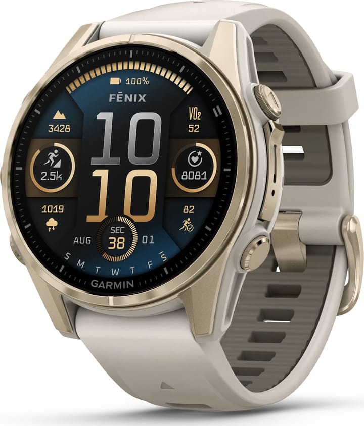 Garmin Fenix 8 Amoled 43mm, Sapphire Soft Gold - Fog Grey/Sandstone Silicone Strap Garmin