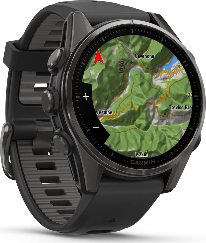 Garmin Fenix 8 Amoled 43mm, Sapphire Carbon Gray DLC Titanium - Black/Pebble Grey Silicone Strap Garmin