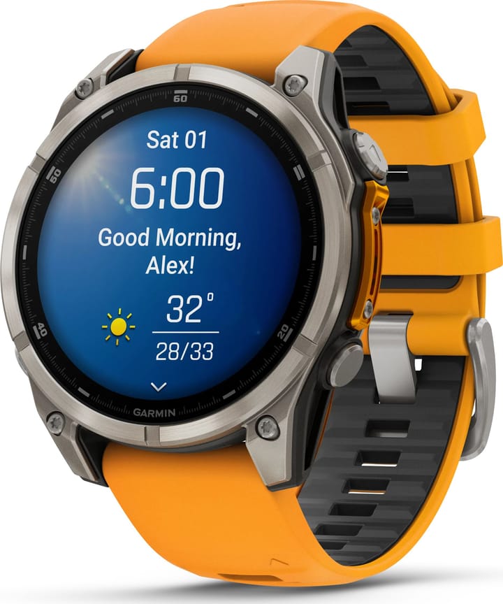 Garmin Fenix 8 Amoled 47mm, Sapphire Titanium - Spark Orange/Graphite Silicone Strap Garmin