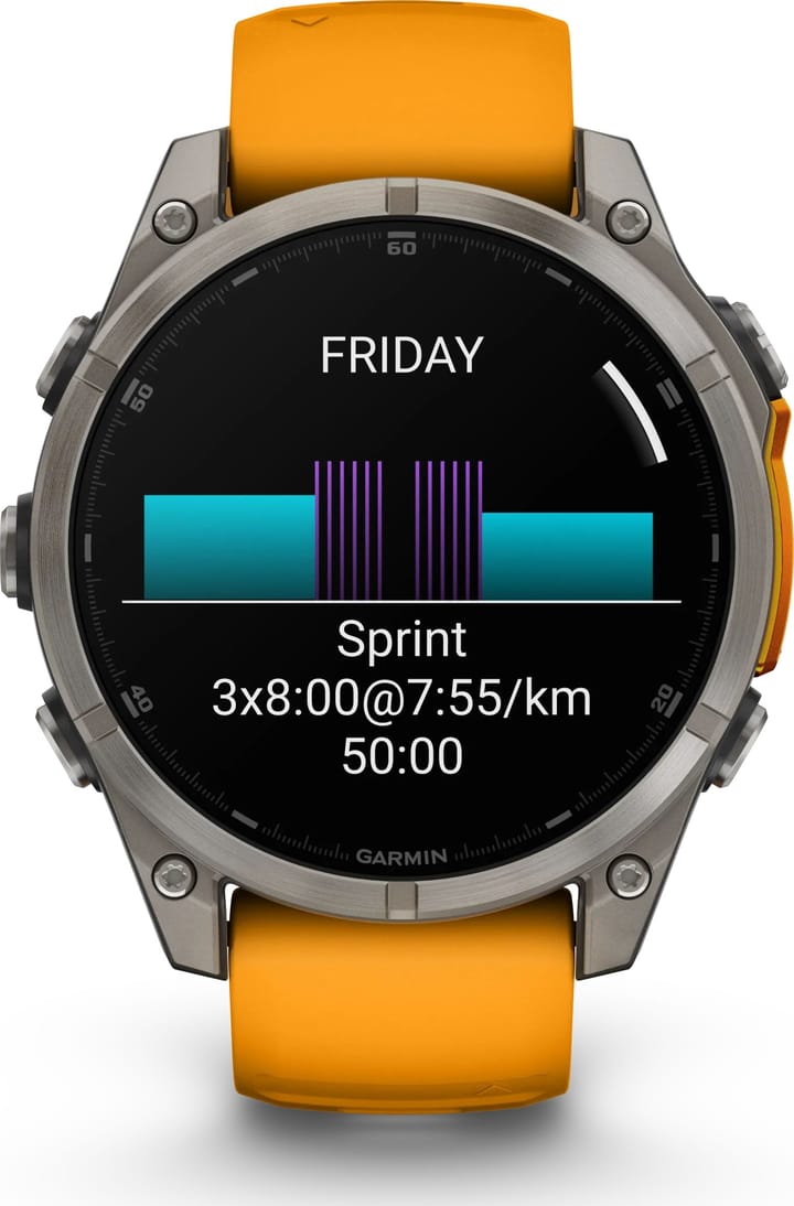 Garmin Fenix 8 Amoled 47mm, Sapphire Titanium - Spark Orange/Graphite Silicone Strap Garmin