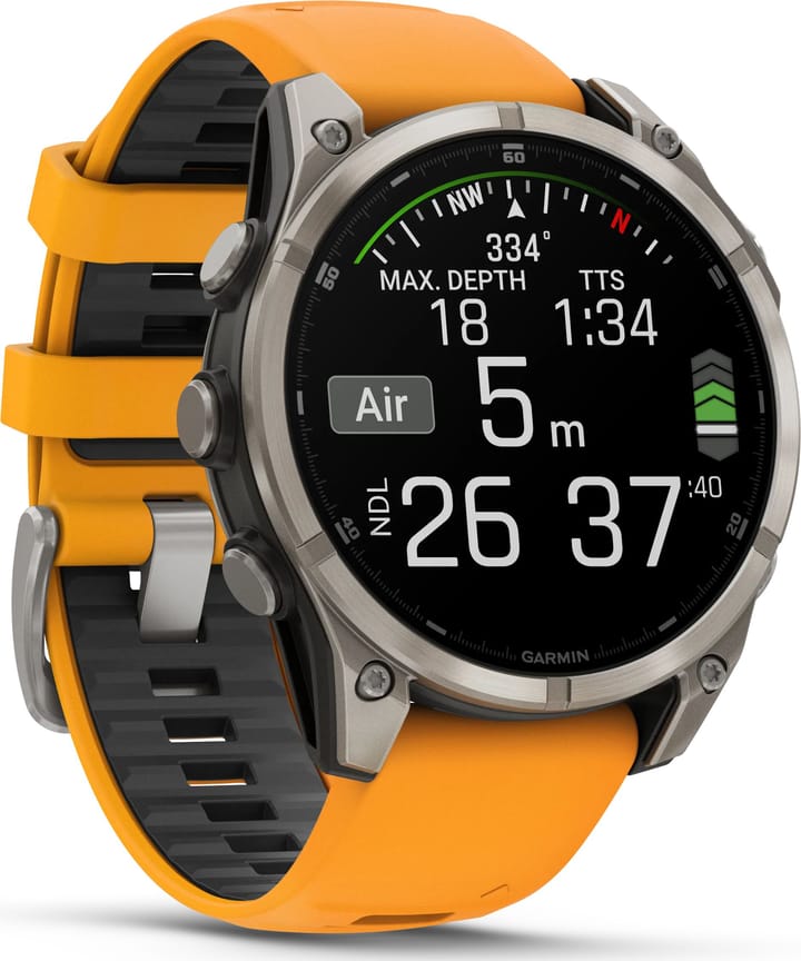 Garmin Fenix 8 Amoled 47mm, Sapphire Titanium - Spark Orange/Graphite Silicone Strap Garmin