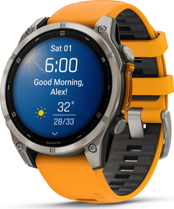 Garmin Fenix 8 Amoled 47mm, Sapphire Titanium - Spark Orange/Graphite Silicone Strap Garmin