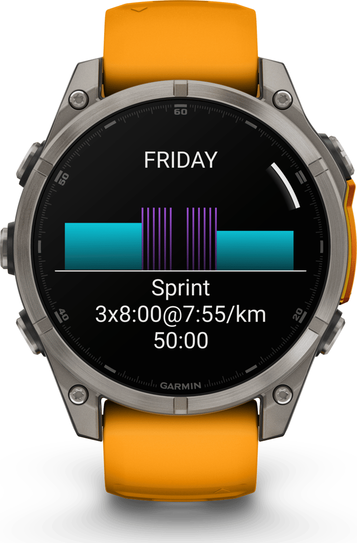 Garmin Fenix 8 Amoled 47mm, Sapphire Titanium - Spark Orange/Graphite Silicone Strap Garmin