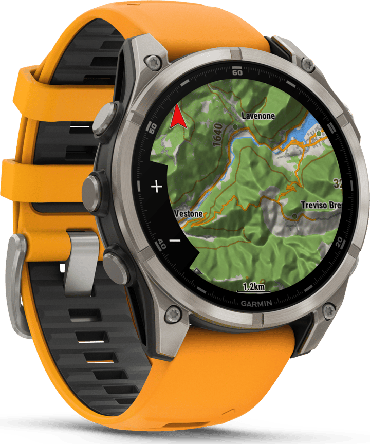 Garmin Fenix 8 Amoled 47mm, Sapphire Titanium - Spark Orange/Graphite Silicone Strap Garmin