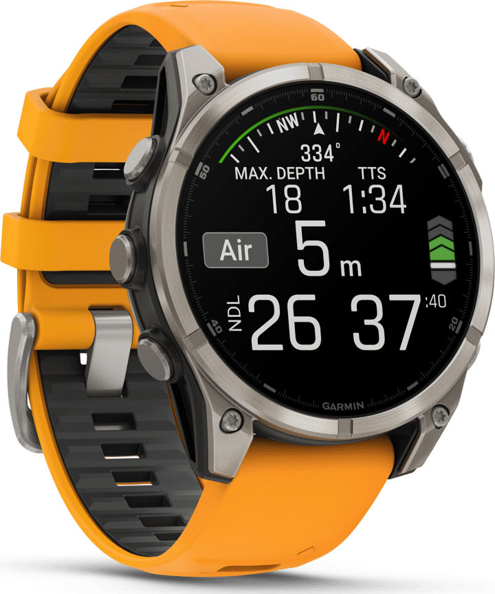 Garmin Fenix 8 Amoled 47mm, Sapphire Titanium - Spark Orange/Graphite Silicone Strap Garmin