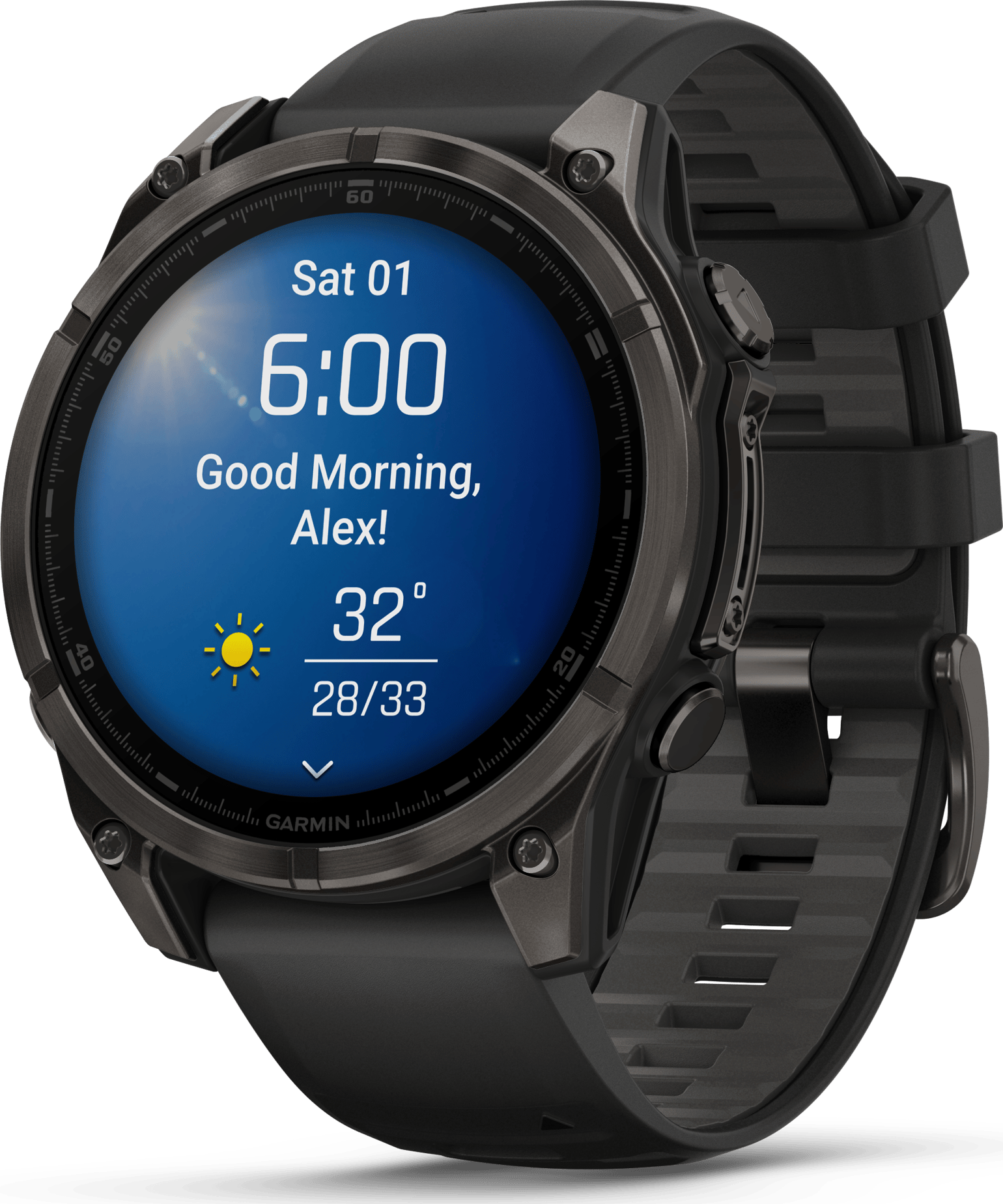 Garmin Fenix 8 Amoled 47mm, Sapphire Carbon Gray DLC Titanium - Black/Pebble Grey Silicone Strap