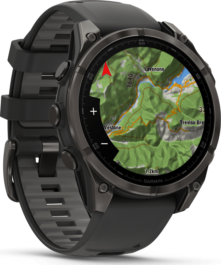 Garmin Fenix 8 Amoled 47mm, Sapphire Carbon Gray DLC Titanium - Black/Pebble Grey Silicone Strap Garmin