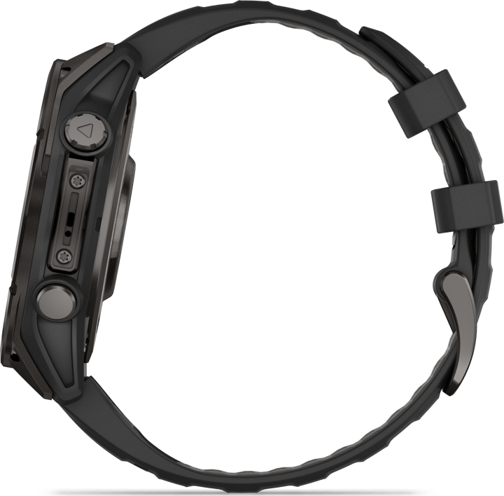 Garmin Fenix 8 Amoled 47mm, Sapphire Carbon Gray DLC Titanium - Black/Pebble Grey Silicone Strap Garmin