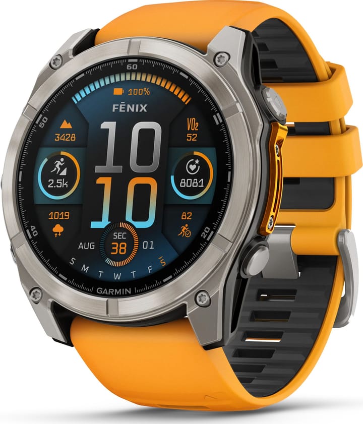 Garmin Fenix 8 Amoled 51mm, Sapphire Titanium - Spark Orange/Graphite Silicone Strap Garmin