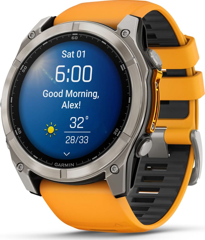 Garmin Fenix 8 Amoled 51mm, Sapphire Titanium - Spark Orange/Graphite Silicone Strap Garmin