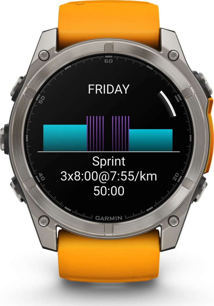 Garmin Fenix 8 Amoled 51mm, Sapphire Titanium - Spark Orange/Graphite Silicone Strap Garmin