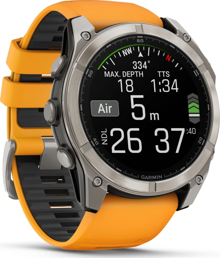 Garmin Fenix 8 Amoled 51mm, Sapphire Titanium - Spark Orange/Graphite Silicone Strap Garmin