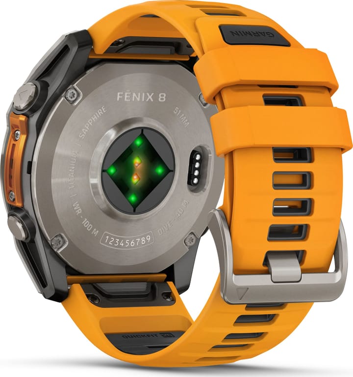 Garmin Fenix 8 Amoled 51mm, Sapphire Titanium - Spark Orange/Graphite Silicone Strap Garmin