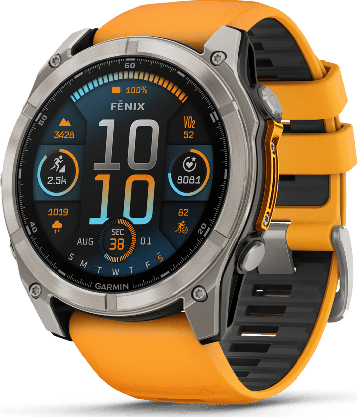 Garmin Fenix 8 Amoled 51mm, Sapphire Titanium - Spark Orange/Graphite Silicone Strap Garmin