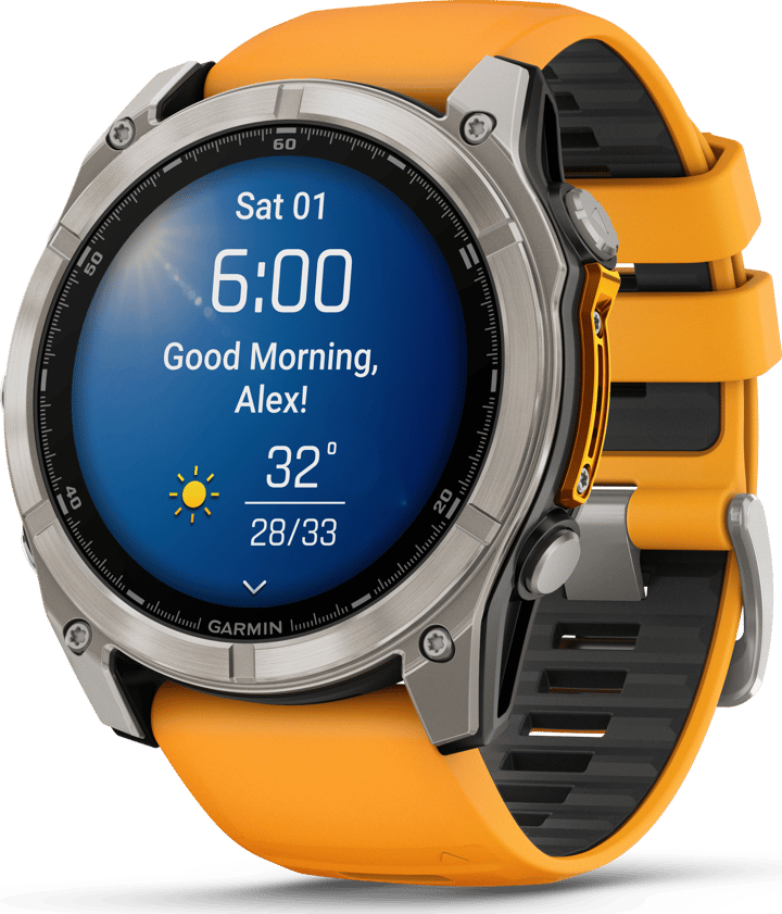 Garmin Fenix 8 Amoled 51mm, Sapphire Titanium - Spark Orange/Graphite Silicone Strap Garmin