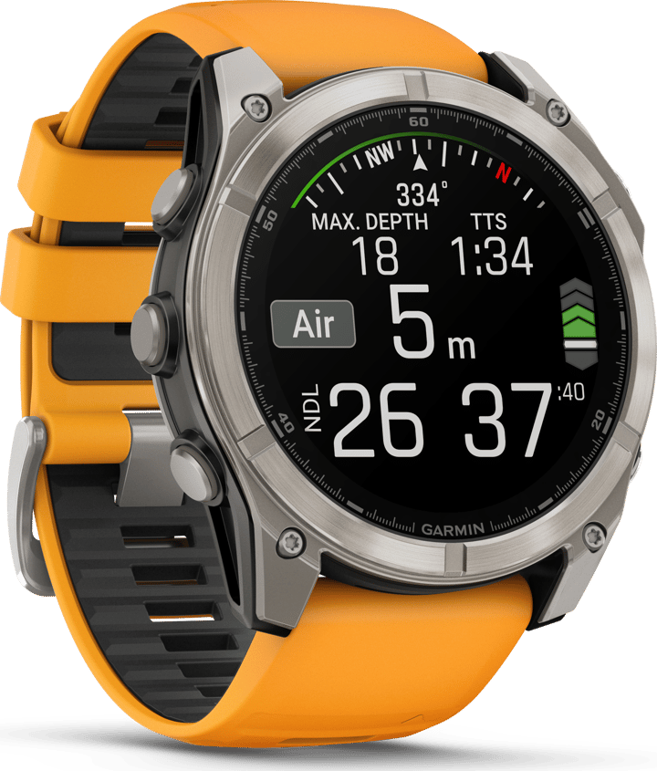 Garmin Fenix 8 Amoled 51mm, Sapphire Titanium - Spark Orange/Graphite Silicone Strap Garmin