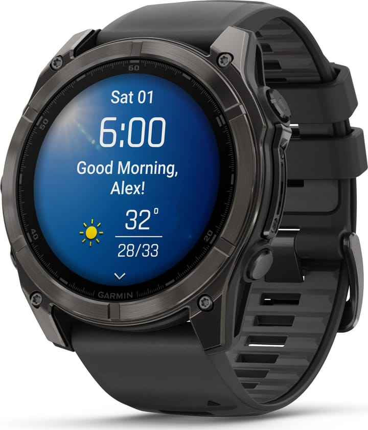 Garmin Fenix 8 Amoled 51mm, Sapphire Carbon Gray DLC Titanium - Black/Pebble Grey Silicone Strap Garmin