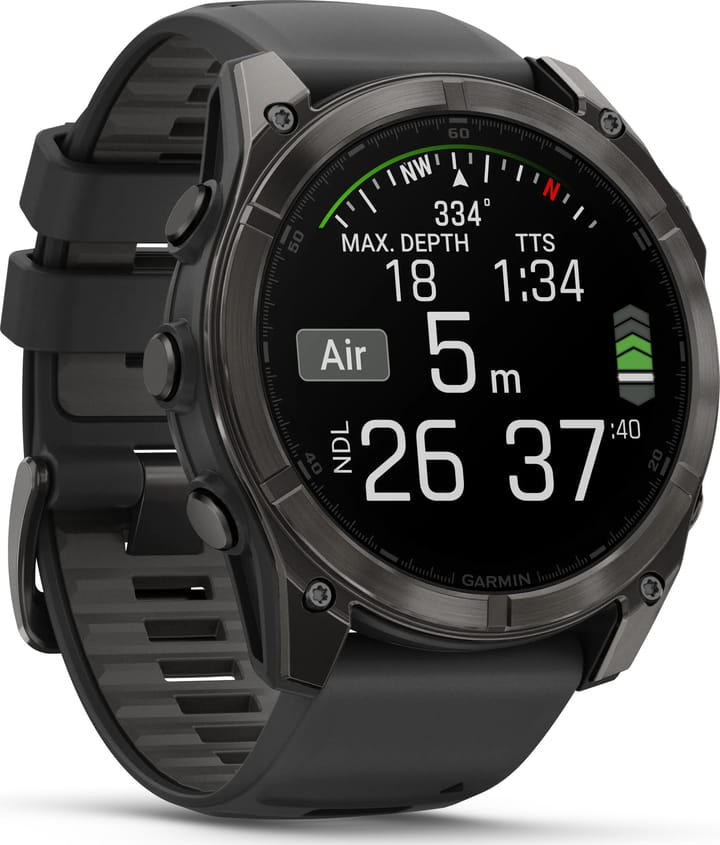 Garmin Fenix 8 Amoled 51mm, Sapphire Carbon Gray DLC Titanium - Black/Pebble Grey Silicone Strap Garmin