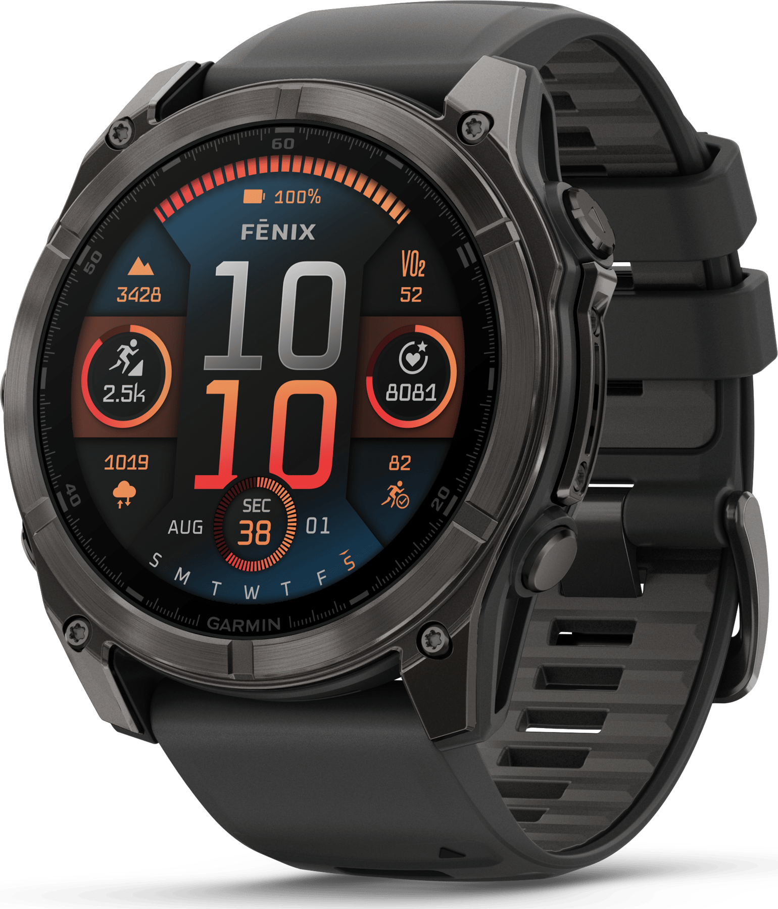 Garmin Fenix 8 Amoled 51mm, Sapphire Carbon Gray DLC Titanium - Black/Pebble Grey Silicone Strap