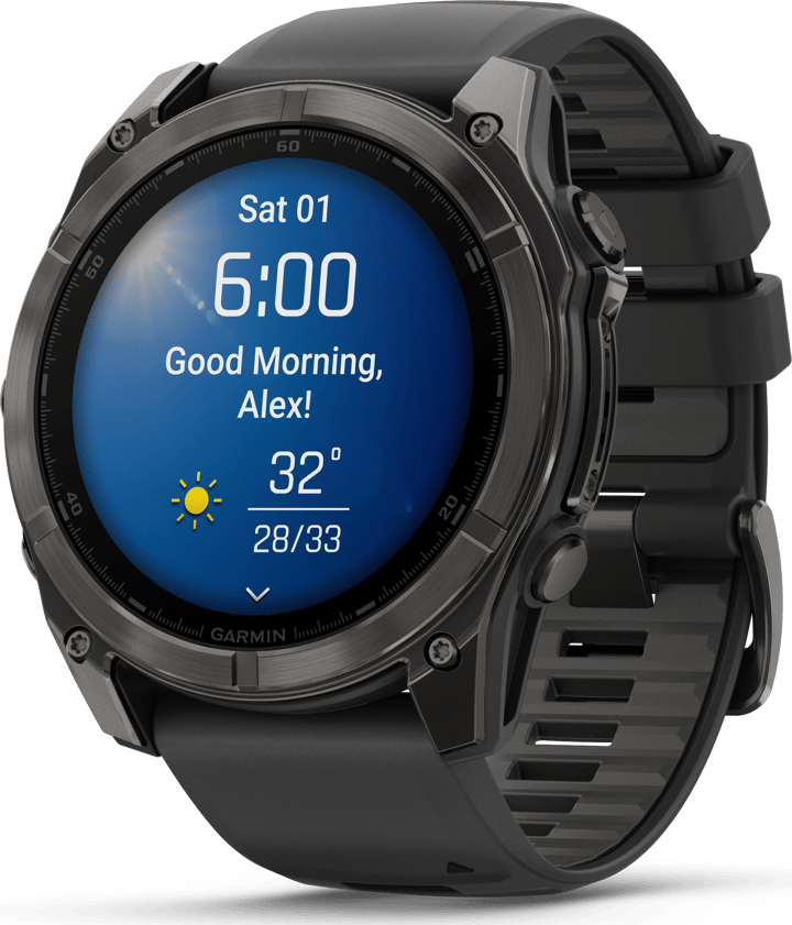 Garmin Fenix 8 Amoled 51mm, Sapphire Carbon Gray DLC Titanium - Black/Pebble Grey Silicone Strap Garmin