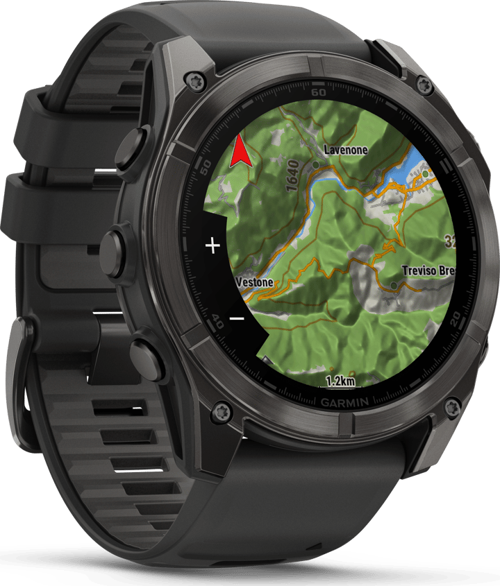 Garmin Fenix 8 Amoled 51mm, Sapphire Carbon Gray DLC Titanium - Black/Pebble Grey Silicone Strap Garmin