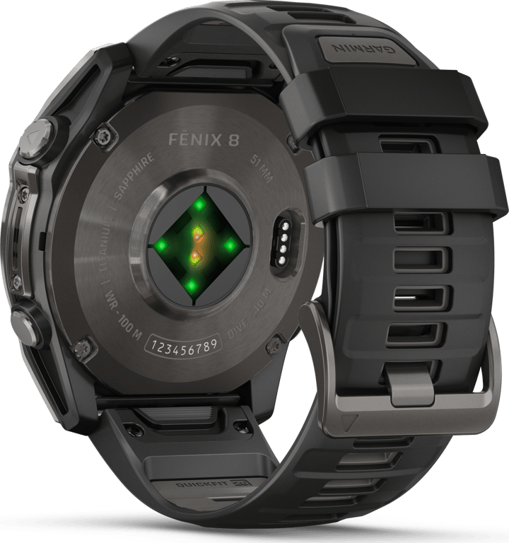 Garmin Fenix 8 Amoled 51mm, Sapphire Carbon Gray DLC Titanium - Black/Pebble Grey Silicone Strap Garmin