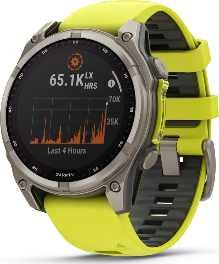 Garmin Fenix 8 Solar 47mm, Sapphire Solar Titanium - Amp Yellow/Graphite Silicone Strap Garmin