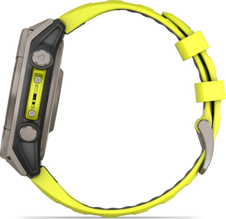 Garmin Fenix 8 Solar 47mm, Sapphire Solar Titanium - Amp Yellow/Graphite Silicone Strap Garmin