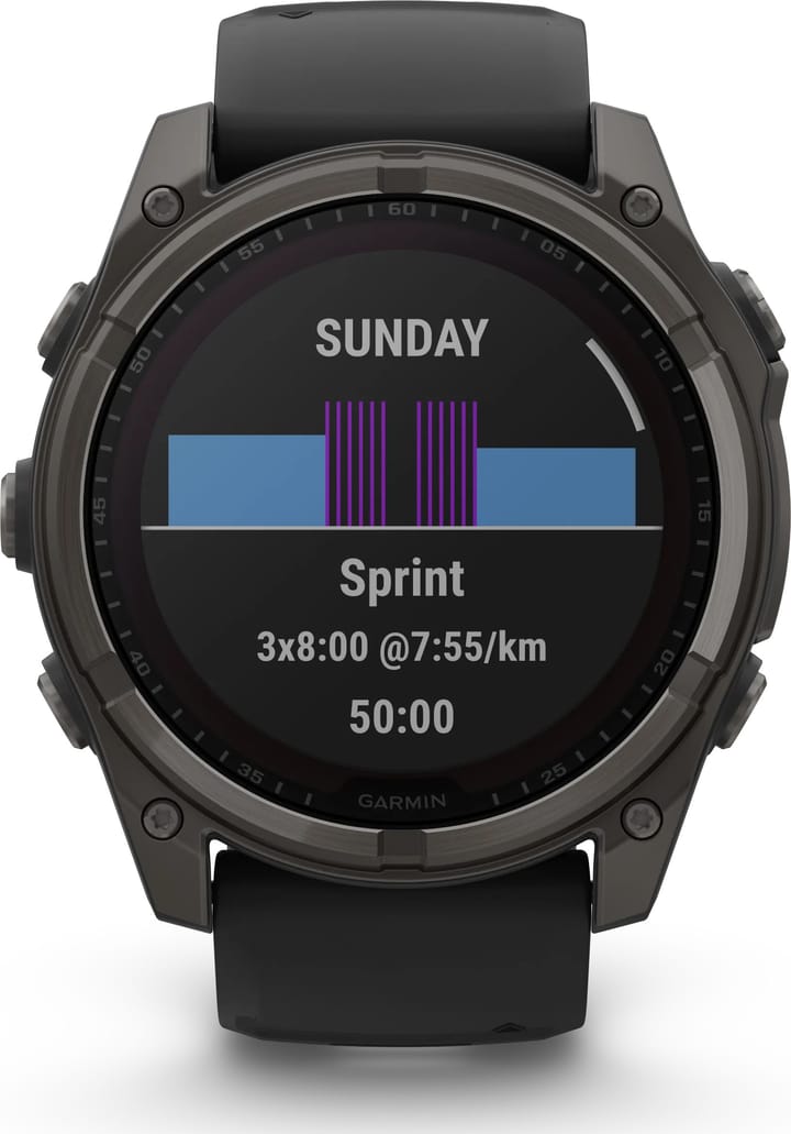 Garmin Fenix 8 Solar 51mm, Sapphire Solar Carbon Gray DLC Titanium - Black/Pebble Grey Silicone Strap Garmin