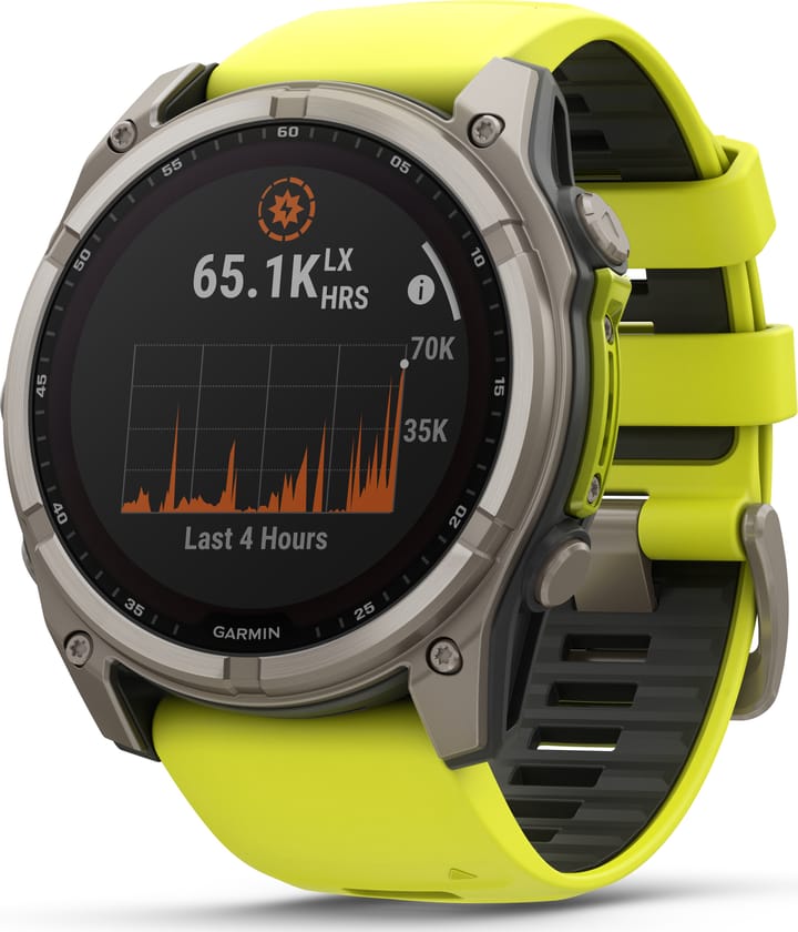 Garmin Fenix 8 Solar 51mm, Sapphire Solar Titanium - Amp Yellow/Graphite Silicone Strap Garmin