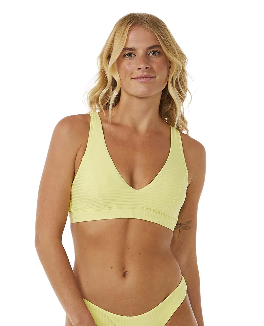 Rip Curl Women’s Premium Surf D Cup Deep V Bikini Top Bright Yellow