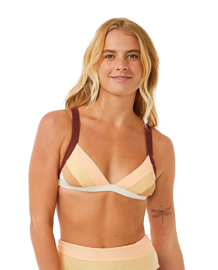 Rip Curl Women's Block Party Spliced Fixed Triangle Bikini Top Bone Rip Curl