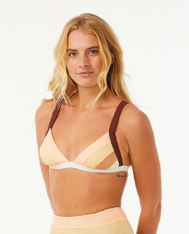 Rip Curl Women's Block Party Spliced Fixed Triangle Bikini Top Bone Rip Curl