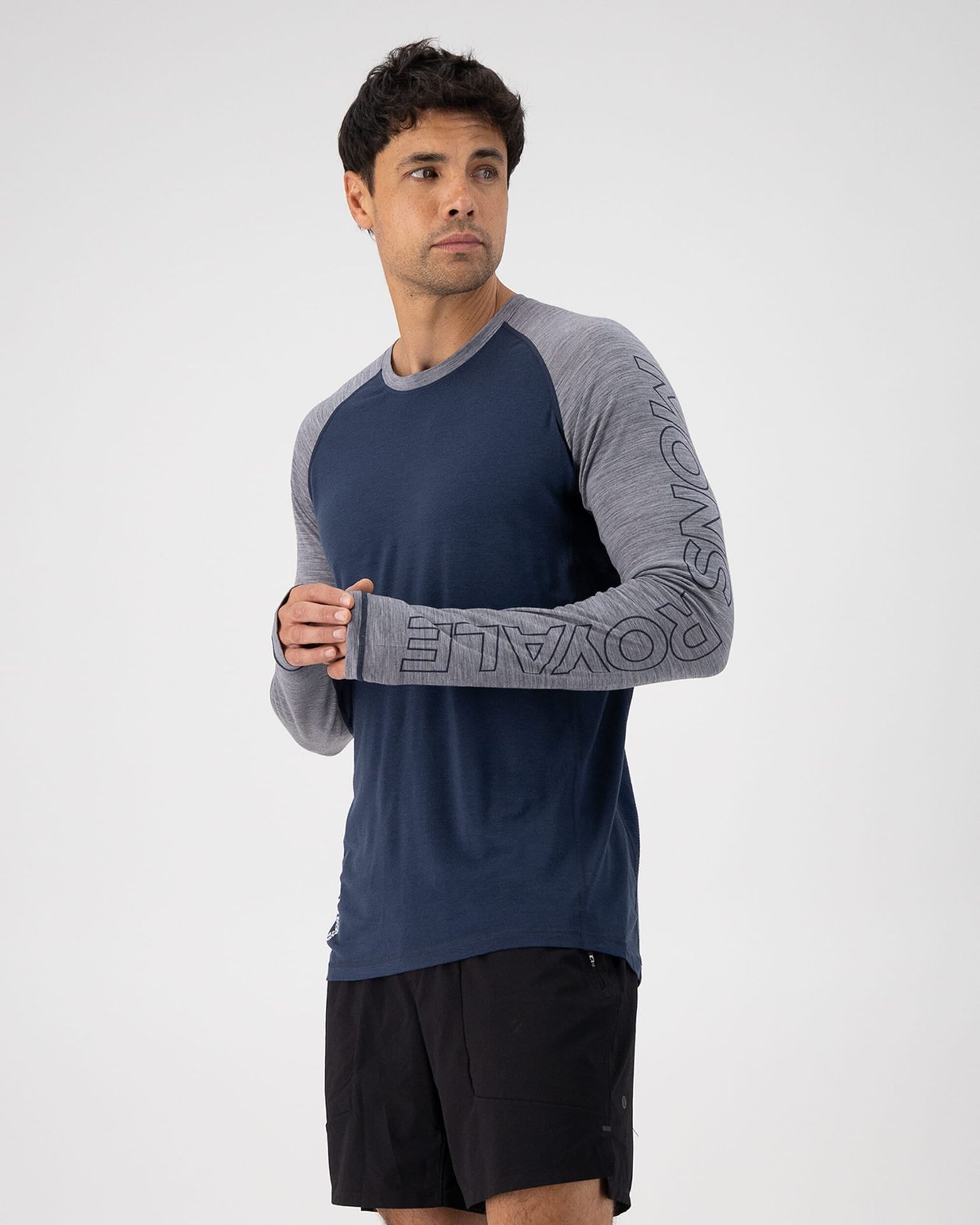 Mons Royale Men's Temple Tech LS Grey Heather/midnight