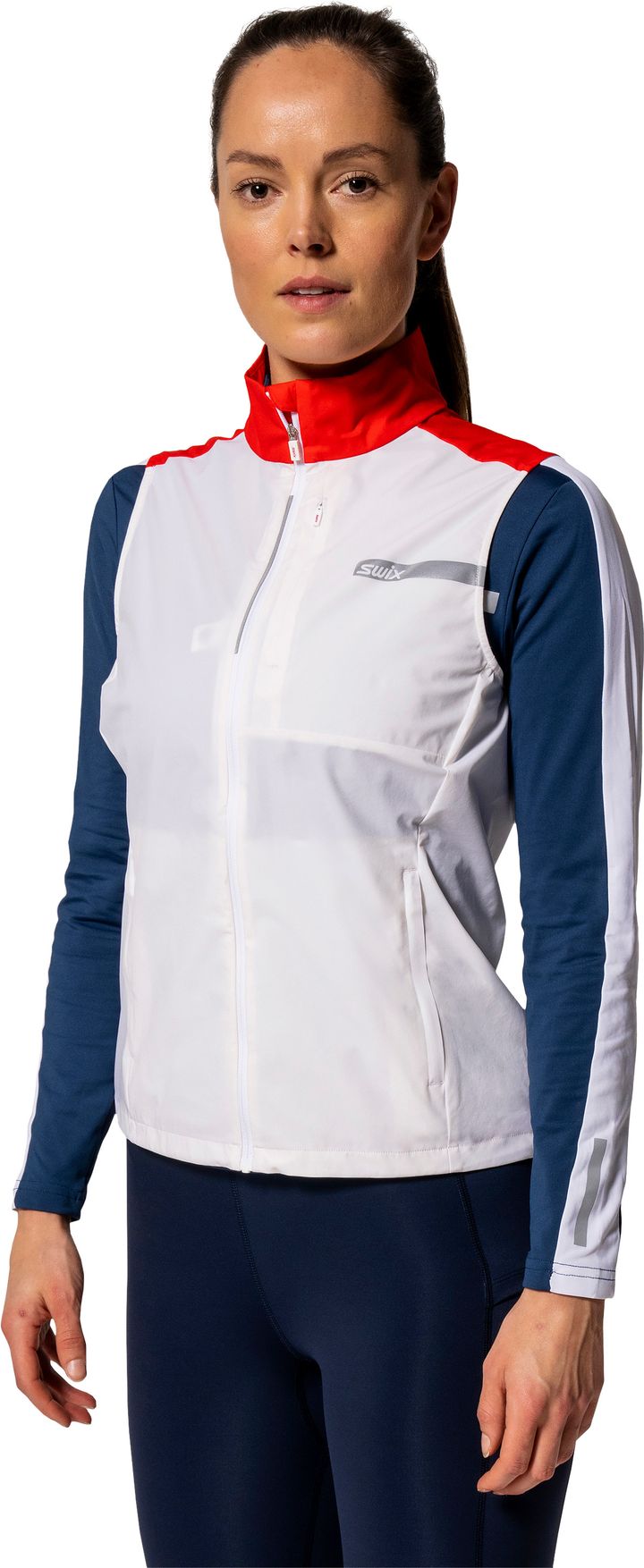 Swix Women's Roadline Wind Vest Bright White/Fiery Red Swix