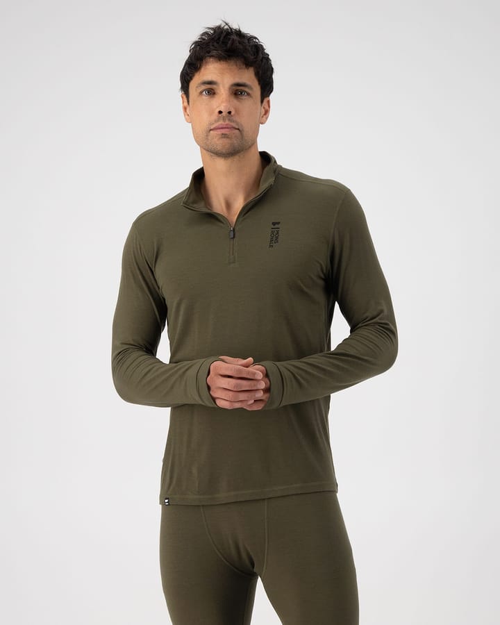 Mons Royale Men's Cascade Merino Flex 200 1/4 Zip Dark Olive Mons Royale