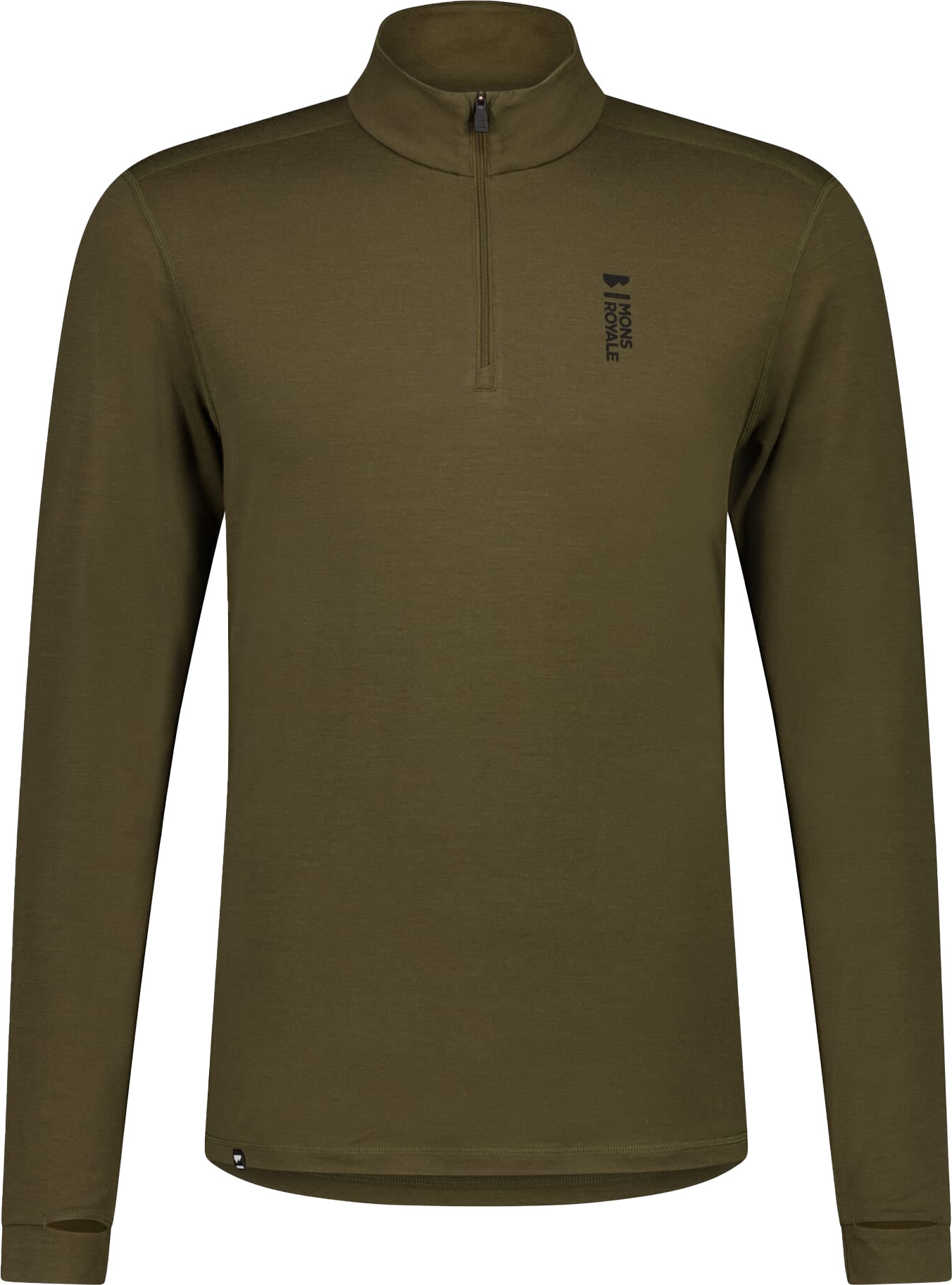 Mons Royale Men’s Cascade Merino Flex 200 1/4 Zip Dark Olive