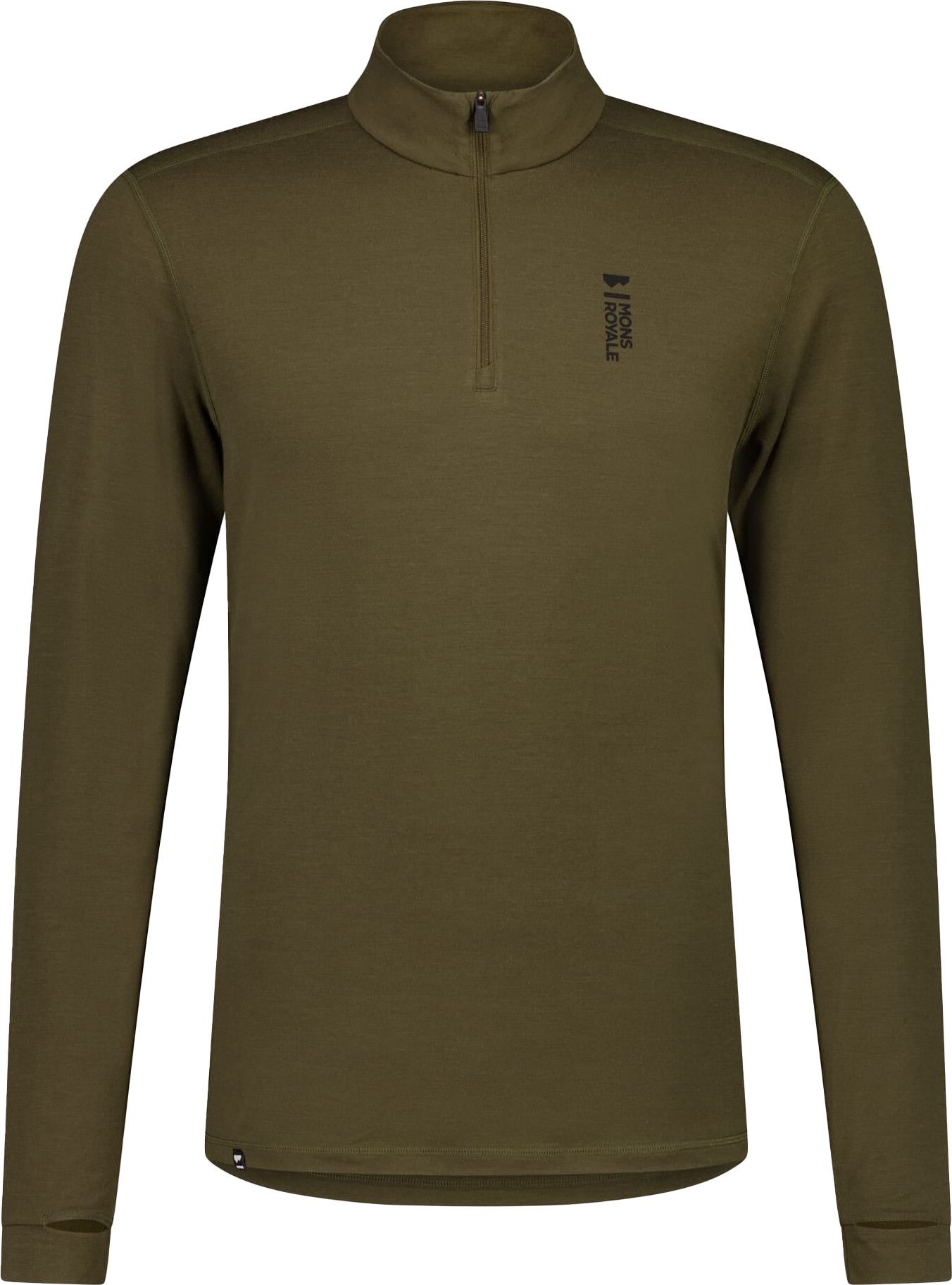 Mons Royale Men's Cascade Merino Flex 200 1/4 Zip Dark Olive