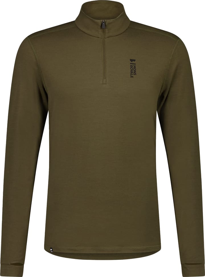 Mons Royale Men's Cascade Merino Flex 200 1/4 Zip Dark Olive Mons Royale