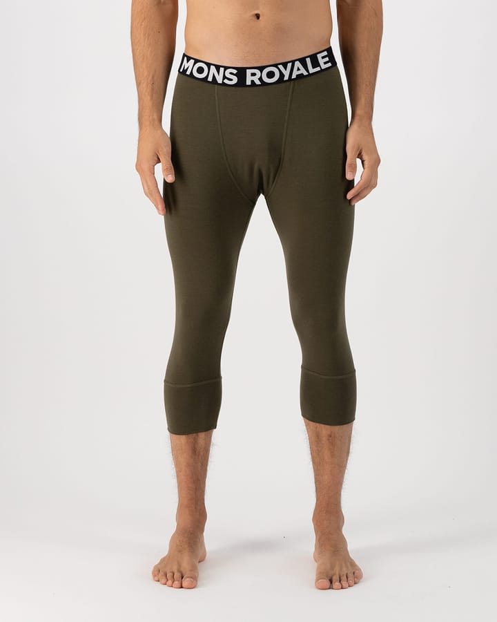 Mons Royale Men's Cascade Merino Flex 200 3/4 Legging Dark Olive Mons Royale