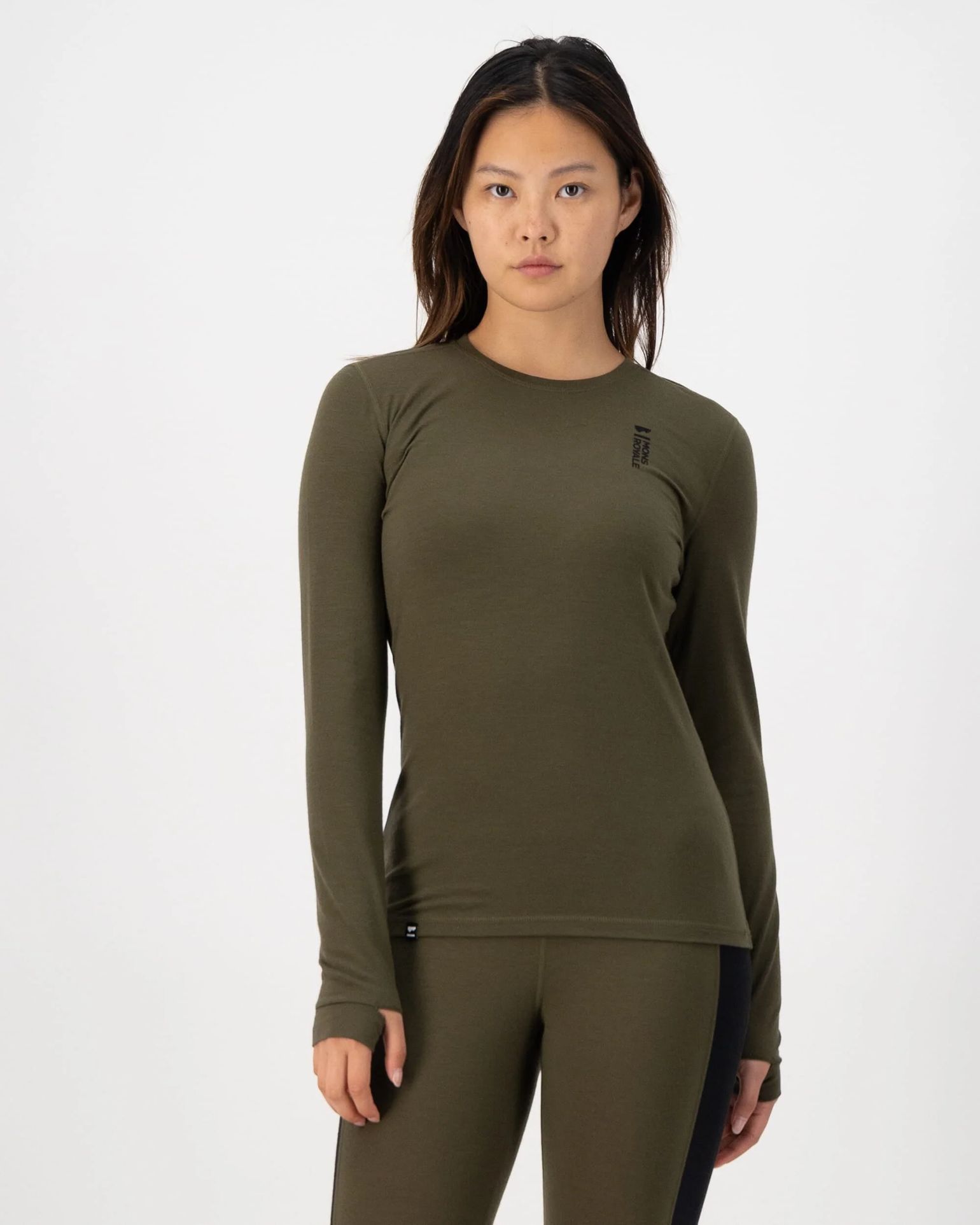 Mons Royale Women's Cascade Merino Flex 200 Long Sleeve Dark Olive