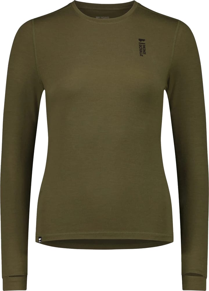 Mons Royale Women's Cascade Merino Flex 200 Long Sleeve Dark Olive Mons Royale