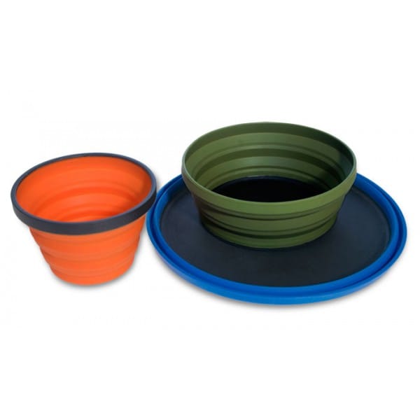 Sea To Summit X-Set3 3 Pc Orange Pouch/Blue Plate/Green Bowl/Orange Mug