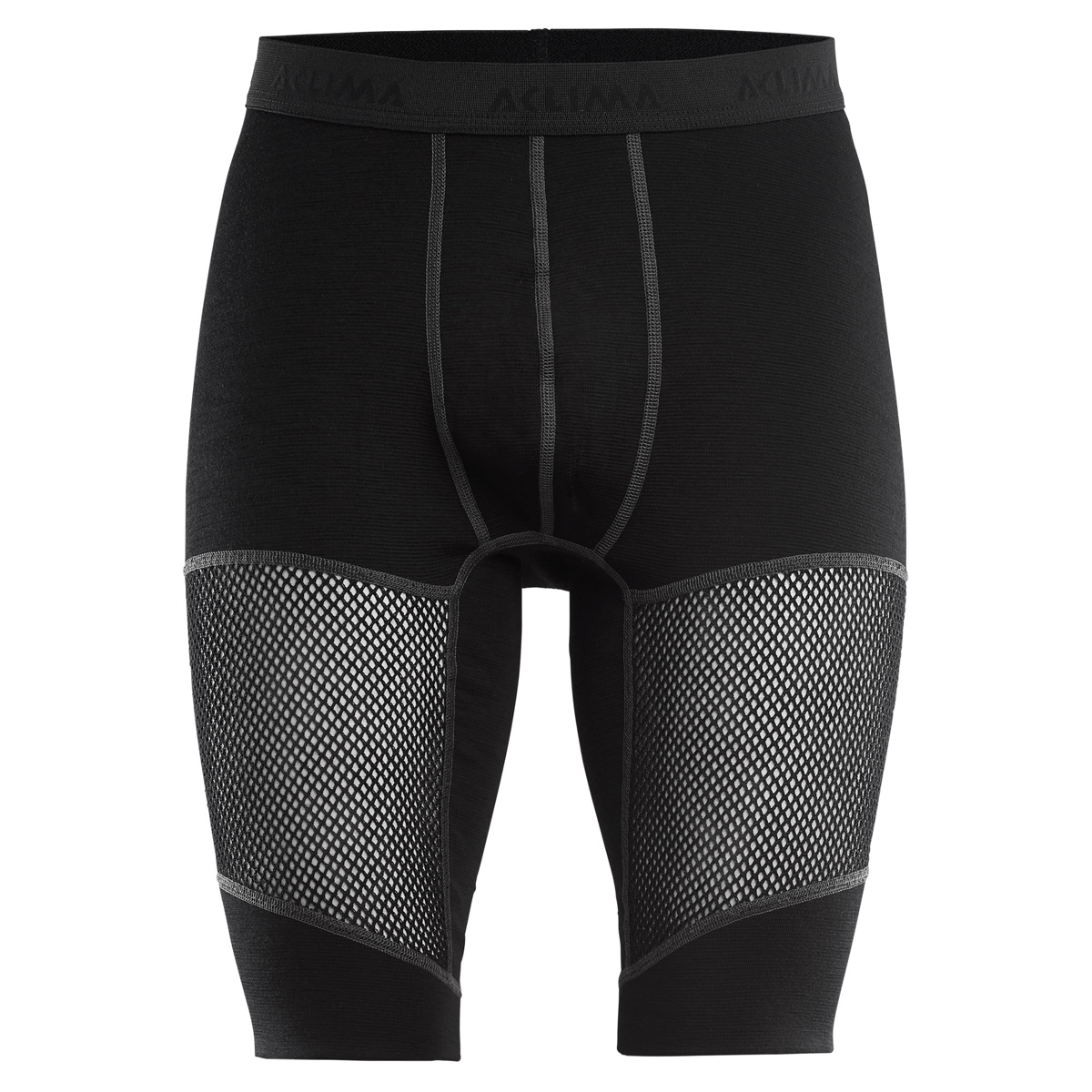 Underwear Bottom | Mens WoolNet Long Shorts (Sort (JET BLACK) X-small) | Aclima