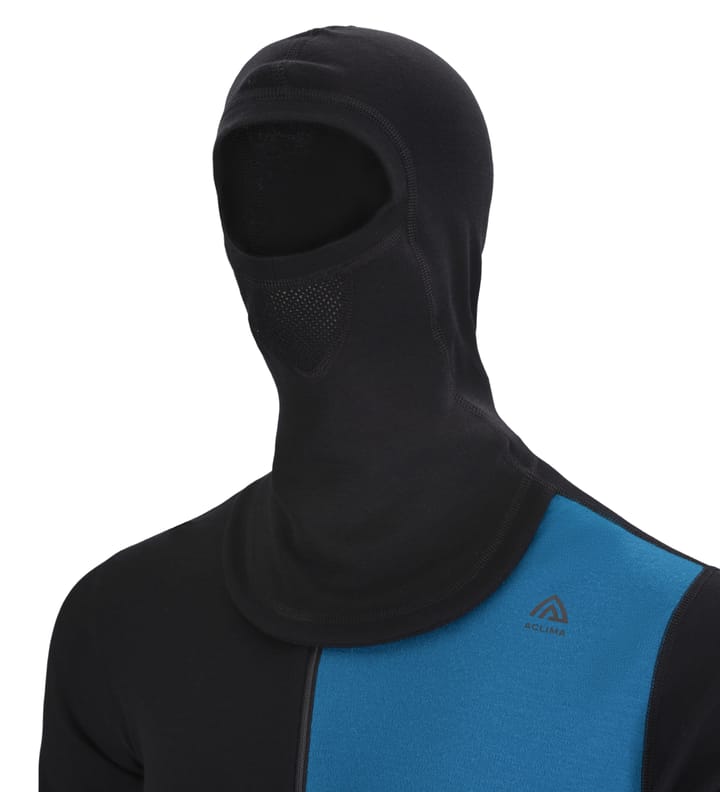 Aclima Men's WarmWool Hoodsweater with Zip Jet Black/Corsair/Gold Flame Aclima