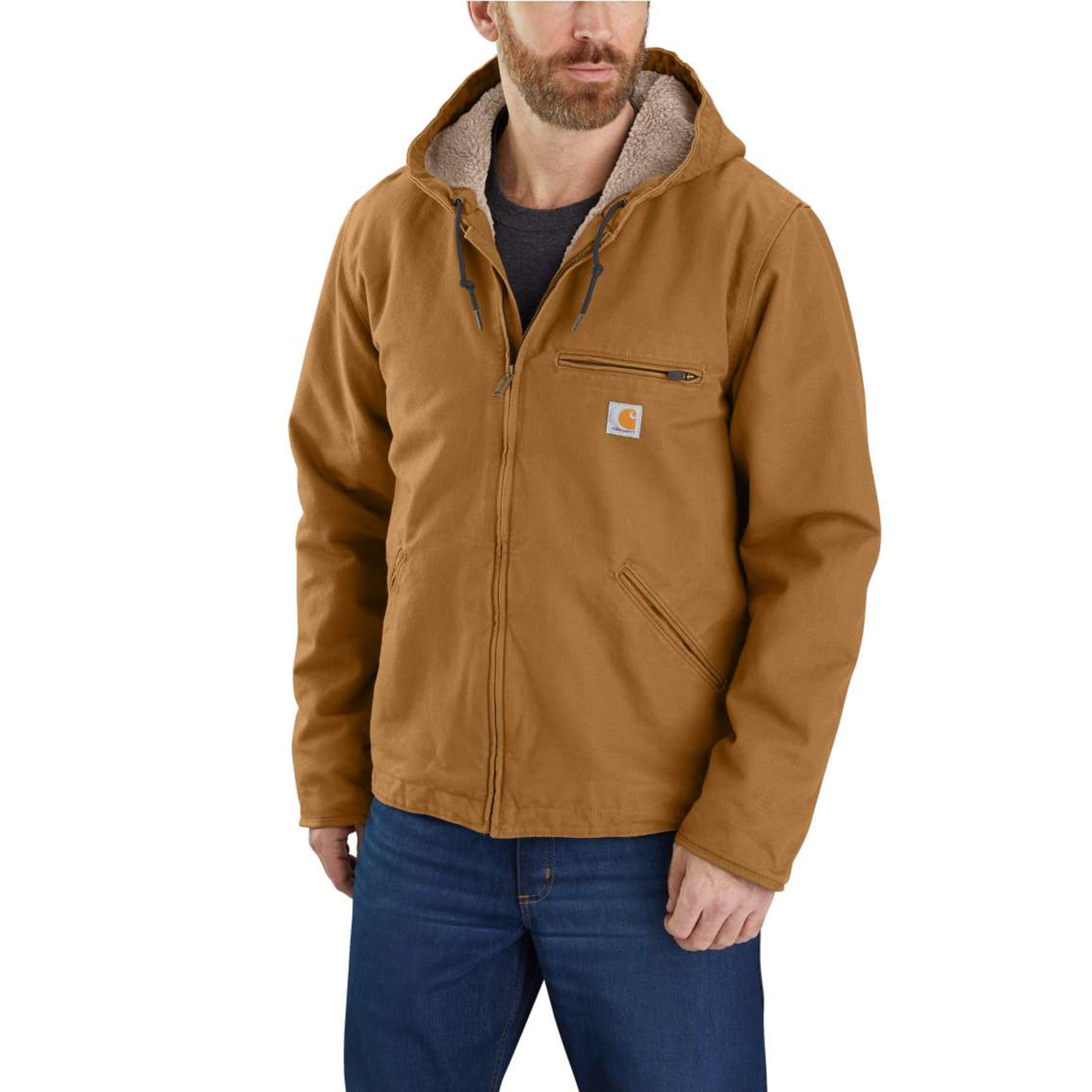 Carhartt Men’s Washed Duck Sherpa Lined Jacket Brown