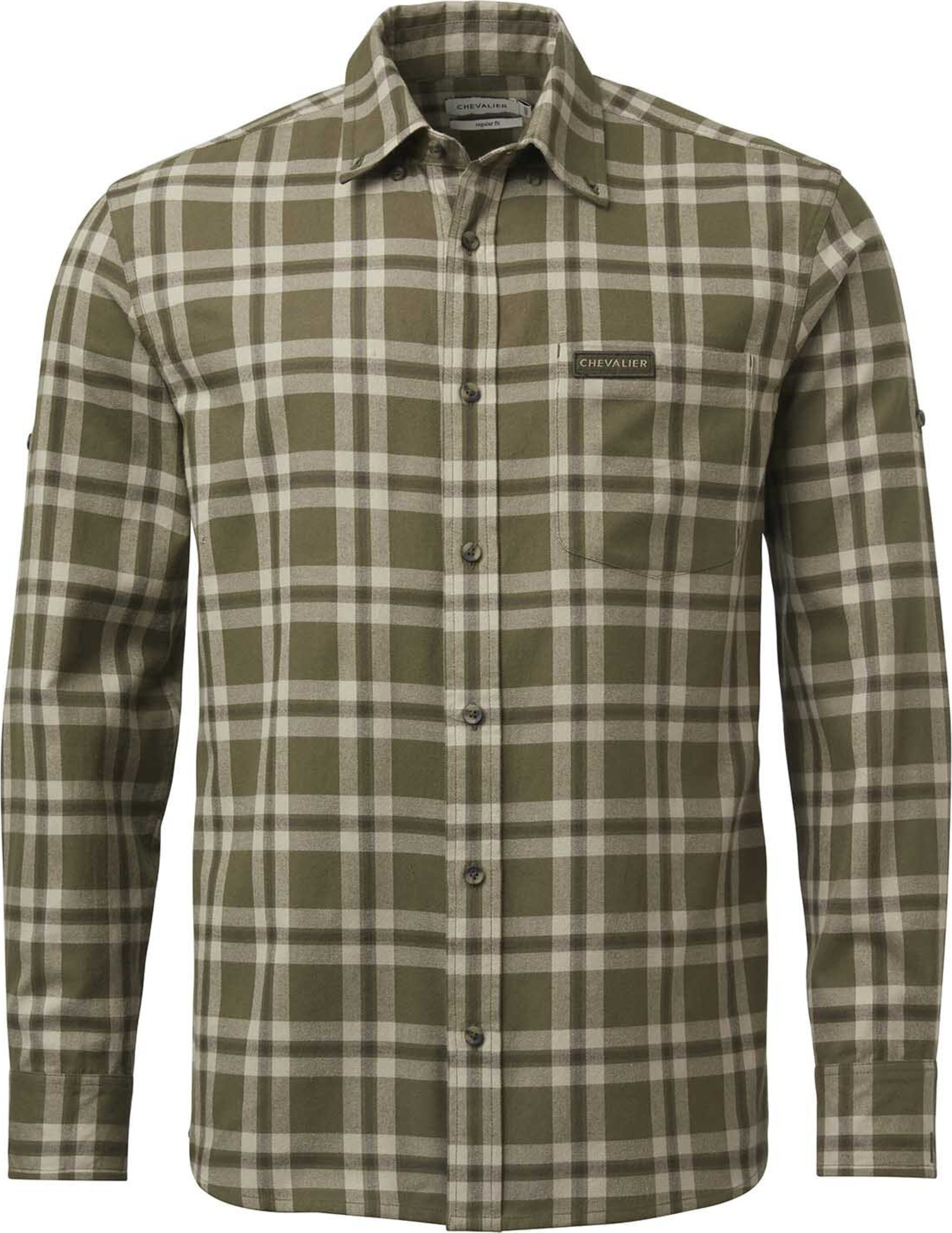 Chevalier Men’s Teal Light Flannel Shirt Olive Green Checked