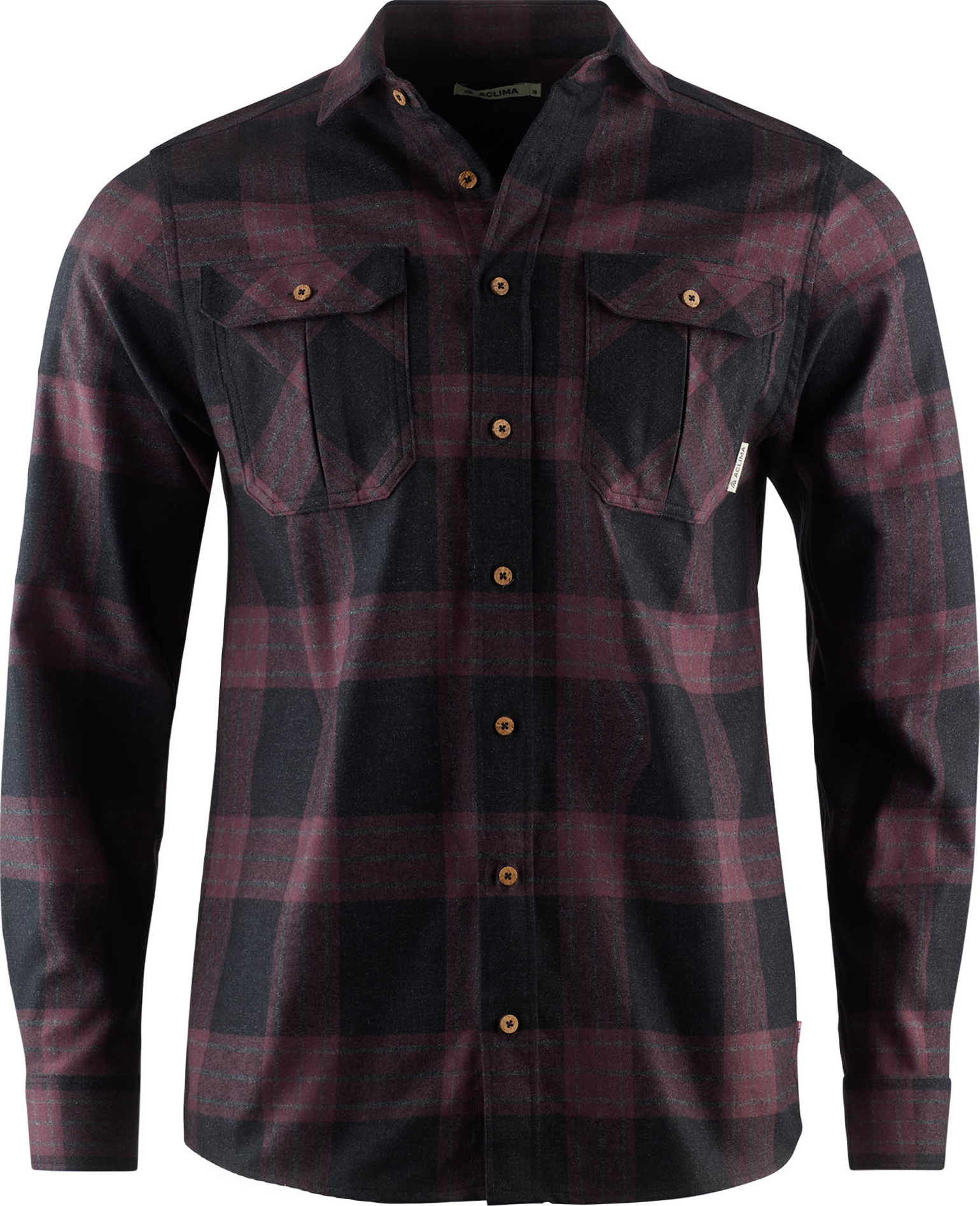 Aclima Men’s ReBorn Woolshirt Check Dark Grey/Bordeaux