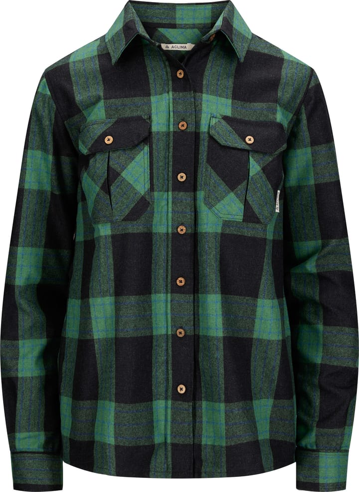 Aclima Women's ReBorn Woolshirt Check Dark Grey/Green Aclima